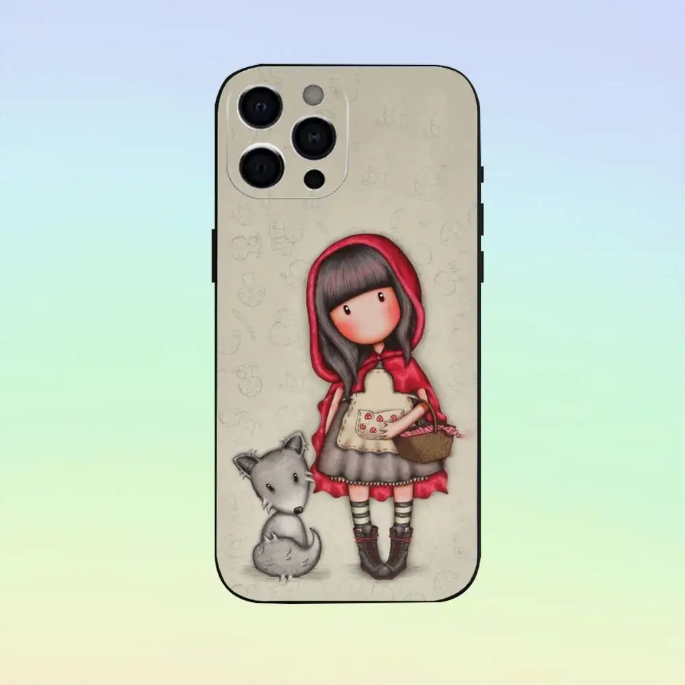 Simpatica custodia per telefono S-Santoro G-Gorjuss per iPhone 17, 16,15,14,13,12,11, altre cover nera in morbido silicone