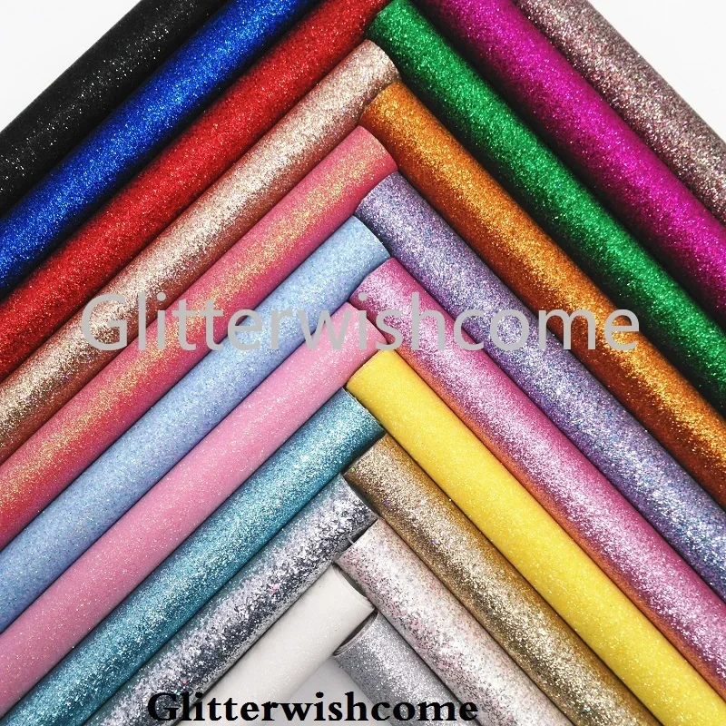 Glitterwishcome 21X29CM A4 Size Vinilo Textil, Vinil Para Lazos, Glitter Vinyl, Fine Glitter Fabric for Bows, GM3002A