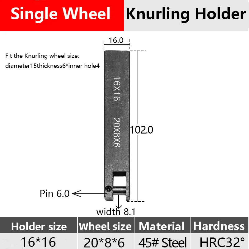 16*16mm 20*8*6 Single Wheel Knurling Holder For Lathe Machine