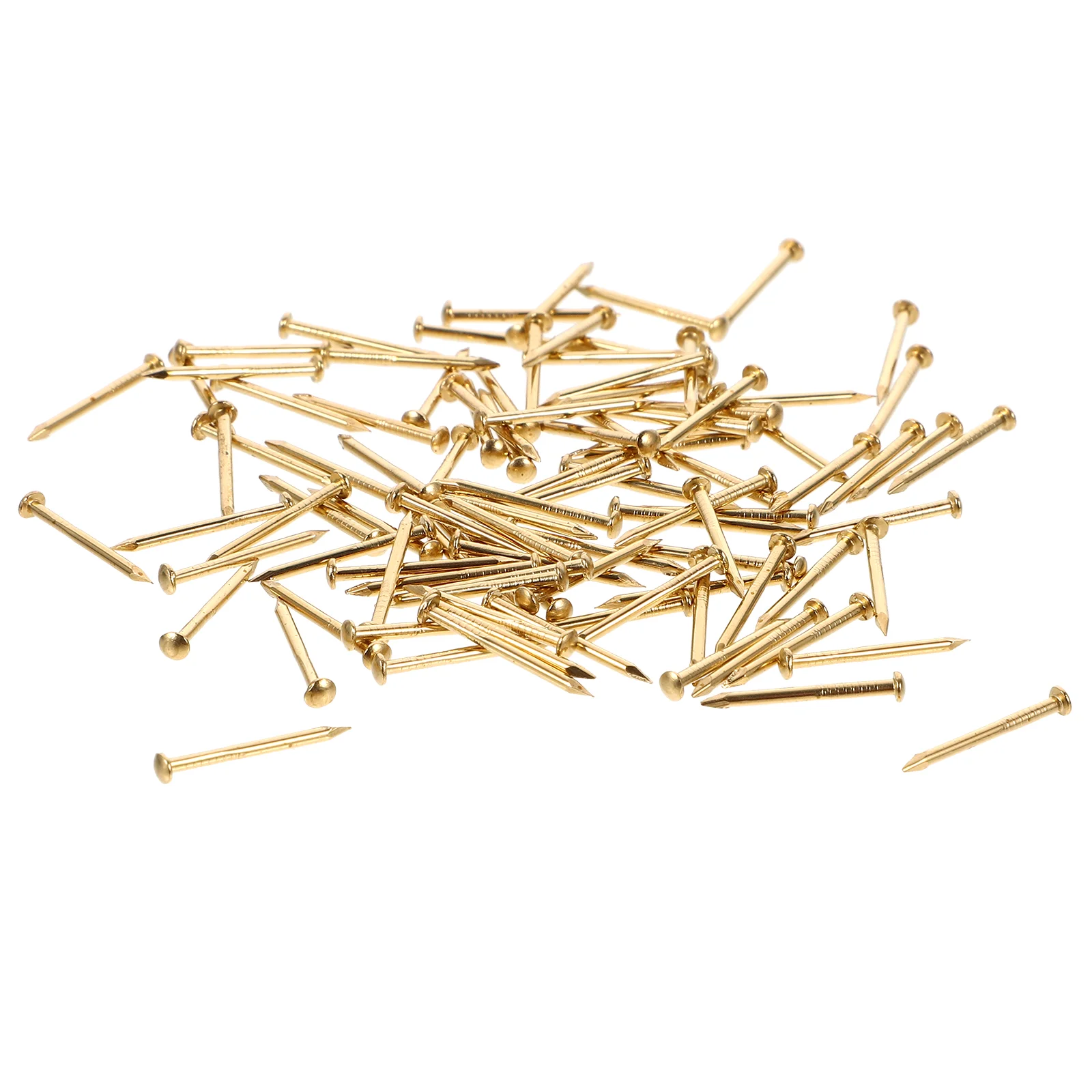 100 Pcs 12x15mm Chinese Archaize Round Head Gold Pure Copper Bronze Wooden Nails for Furniture DIY Decorative Boxes (G