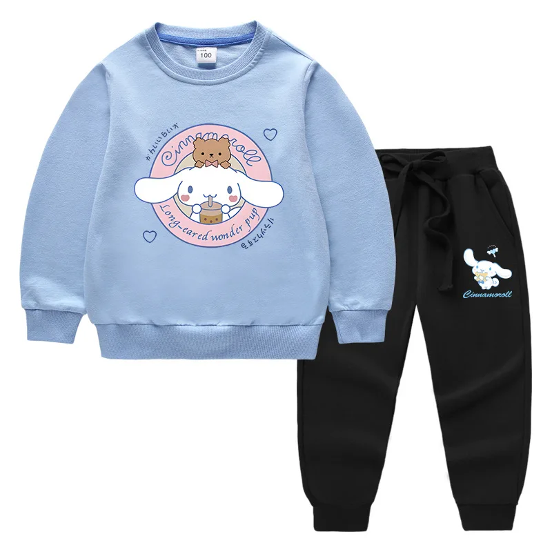 

Cartoon Sanrios Cinnamoroll Children Spring Autumn Sweatshirts Sports Pants Cute Girls Clothes Pullover Sweater Sportswear Suit