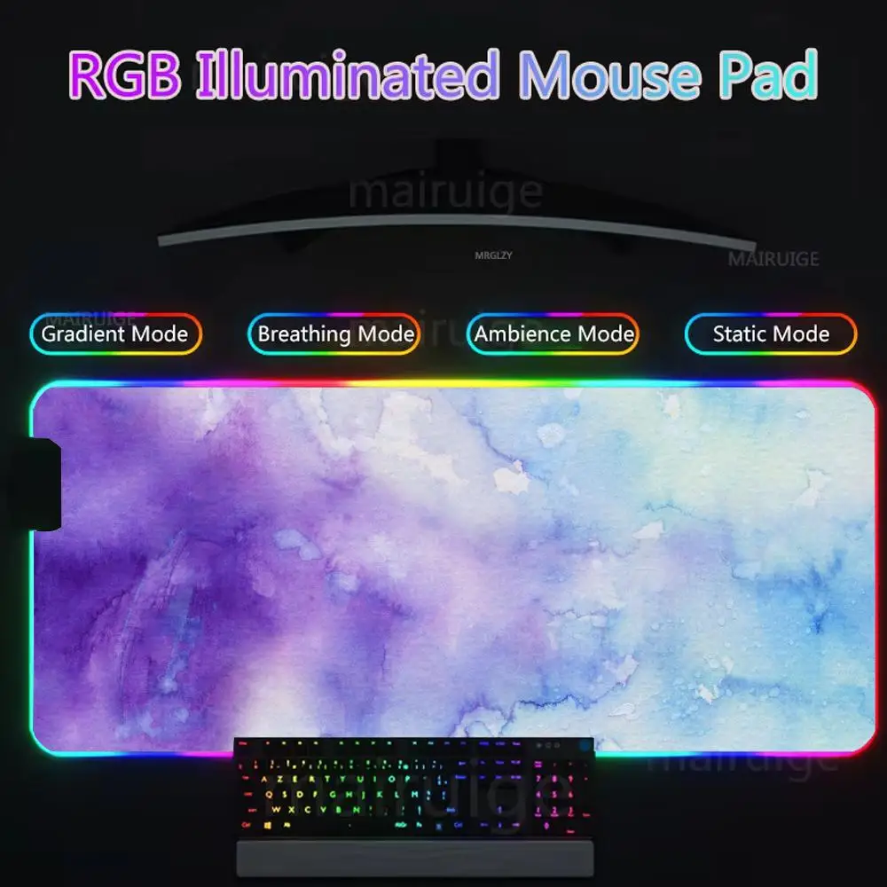 art color painting Mouse Pad Gamer Rgb Desk Mat Back Light Led Mousepad Setup Gaming Accessories Deskmat Big Mousepad Backlight
