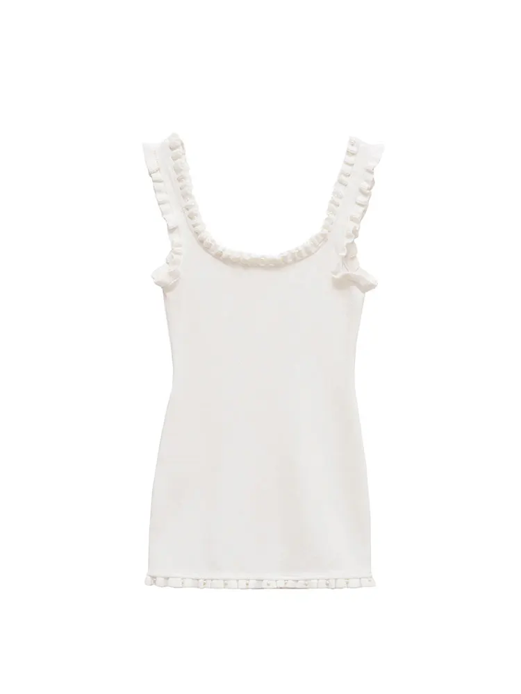 2025 Casual Women Solid Knitting Dress O-Neck Sleeveless Backless Short Vestidos Fashion Summer Chic Dress