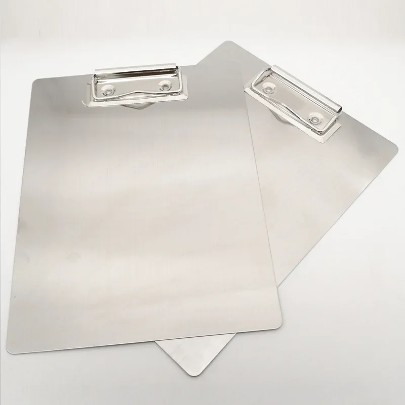 A4 Clip Board Stainless Steel Writing Pad Folder Paper Office Supplies Organizer Clipboard Storage Box Document Pad Paper Holder