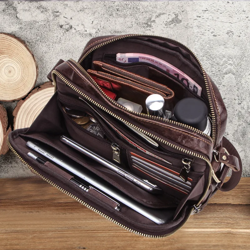 Vintage Männer Schulter Tasche Aus Echtem Leder Messenger Briefträger Taschen für Mann Mann Telefon Büro Umhängetaschen Handtaschen Sling Taschen