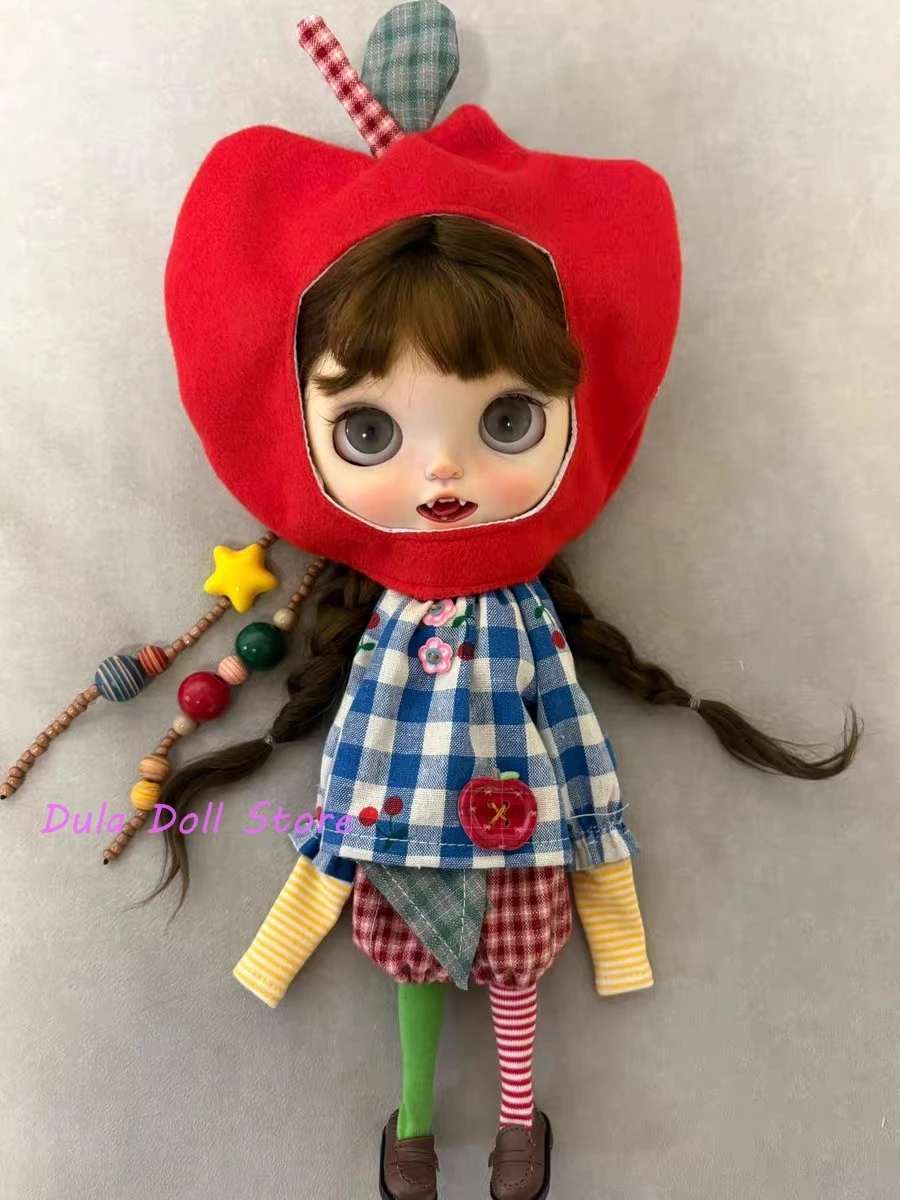 Dula Doll Clothes Dress 2026 Plaid Shirt Red Checkered Lantern for Blythe Landoudou Landazz OB24 OB22 1/6 Doll Accessories