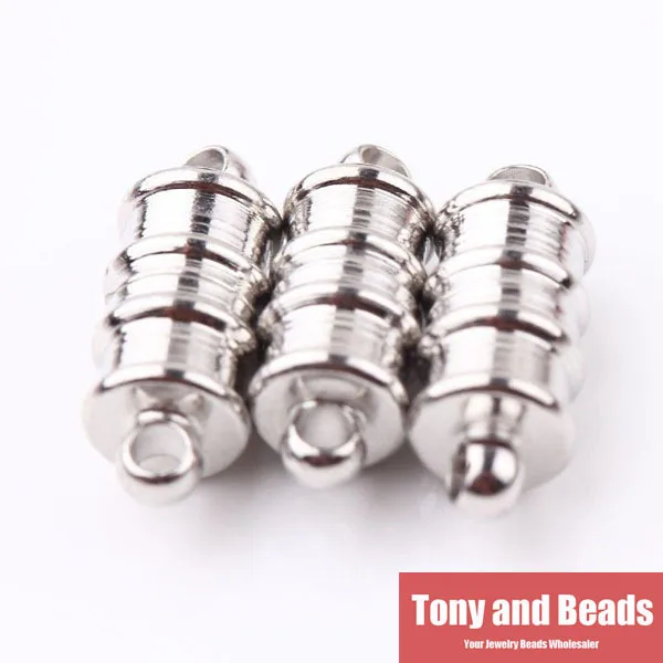 (10Sets=1Lot ! ) Dull Silver/Silver Plated Tube Barrel Round Strong Magnetic Buckle Clasps Jewelry Finding CP1