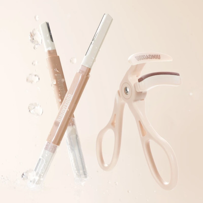 GUOXIAONIU 9PCS Small Coffee Box Makeup Tool Set Dry Wet Powder Puff Eye Shadow Contour Brush Eyelash Curler Cosmetic Tool Set