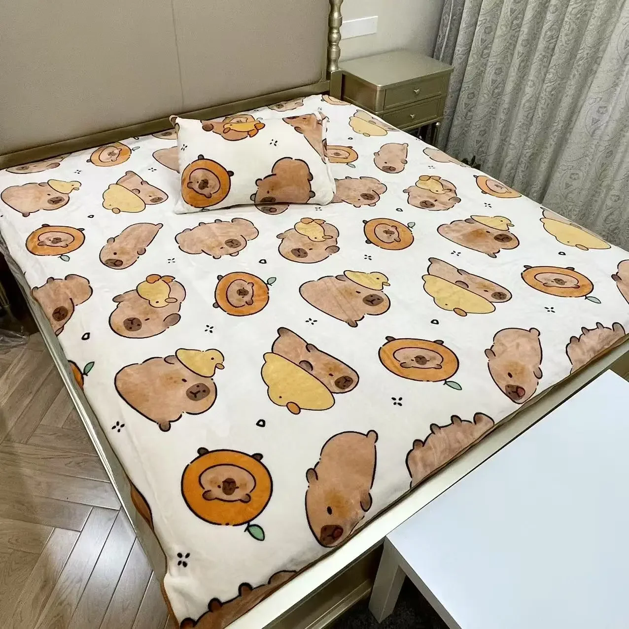 Cómoda manta cálida de Capibara, manta de franela con estampado de Capibaras, manta para sofá y dormitorio, funda de almohada, colcha