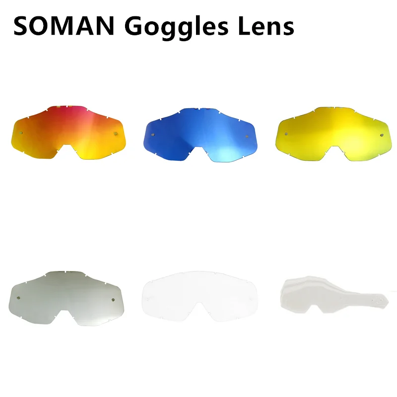 

SOMAN Goggles Lens and Tear Off Films for SOMAN Motocross Goggles SM11-S SM13 SM15 SM16 Glasses Accessories for SOMAN Glasses