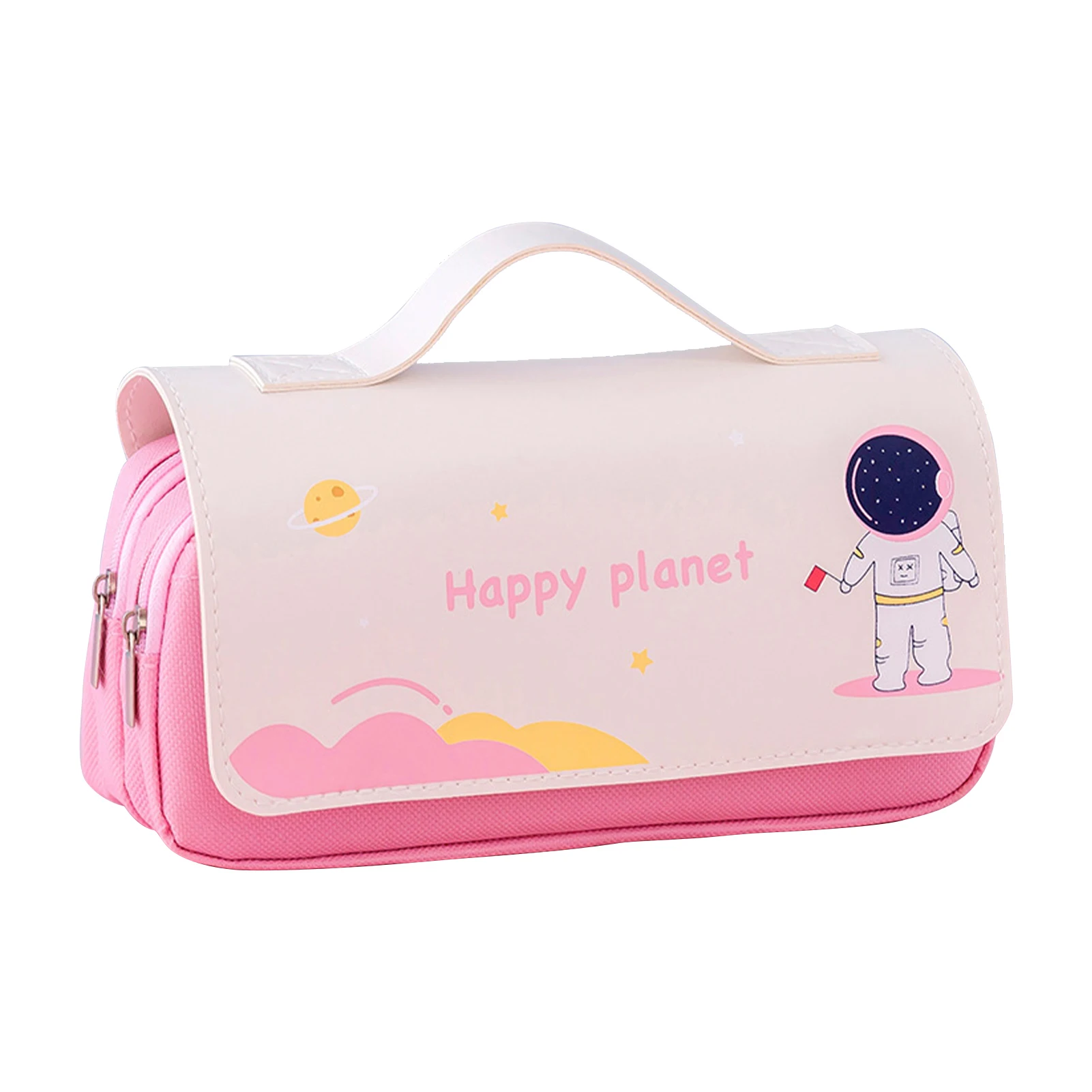 

Cute Cartoon School For Kids Stationary Storage 3 Compartment Boy Girl Large Capacity Pencil Case Waterproof Cover Portable