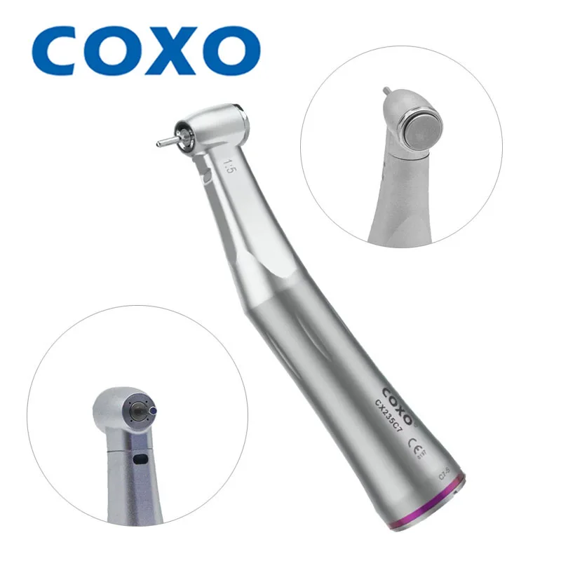 Dental Contra Angle 1:5 Increasing Optical Fiber Spray Inner Water COXO CX235 C7-5 Eletric Motor Drill Dental Tool