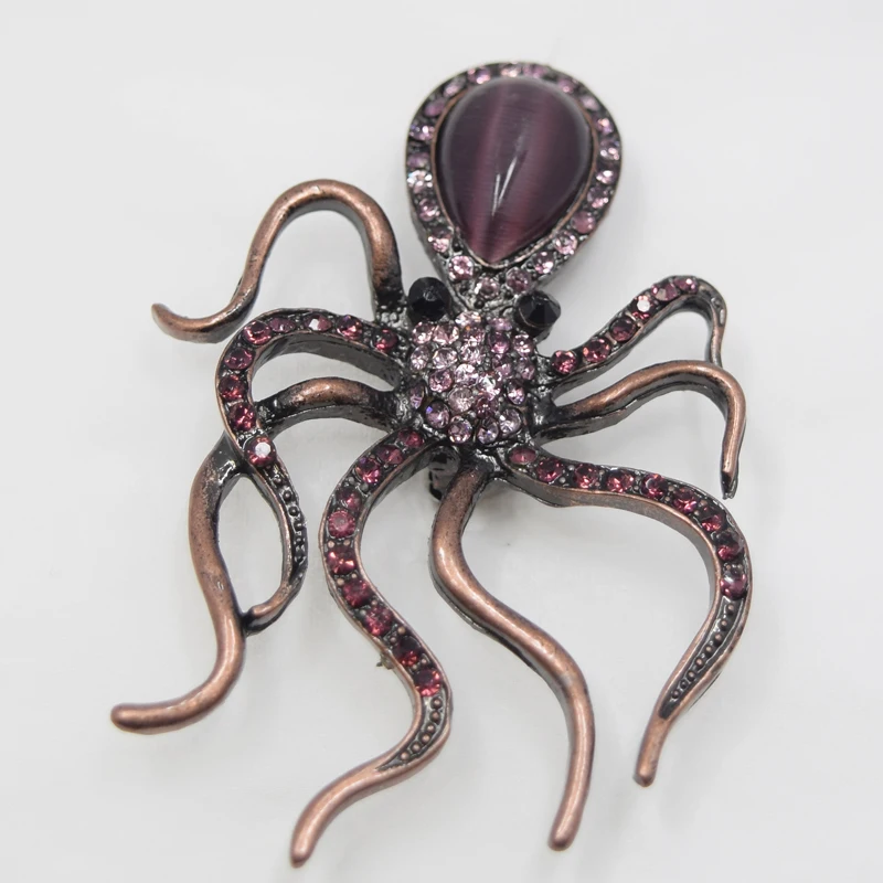 

12 шт./лот, оптовая продажа, изысканная креативная брошь, булавка со стразами, броши в виде осьминога, булавки, ювелирные изделия, подарочные аксессуары C101264