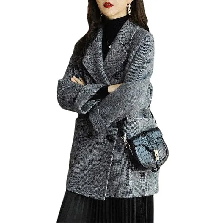 Women's Winter Coats Fashion Wool & Blends Overcoat Female Elegant Solid Thick Coat Double Breasted Long Jackets for Women 2023