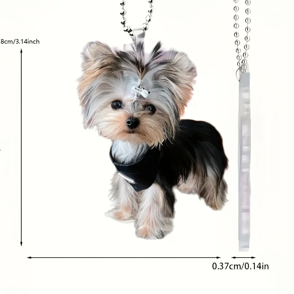 2D Yorkshire Terrier Pendant Cute Puppy Acrylic Keychain Versatile Charm For Car Mirrors Backpacks Home Festive Party Decor
