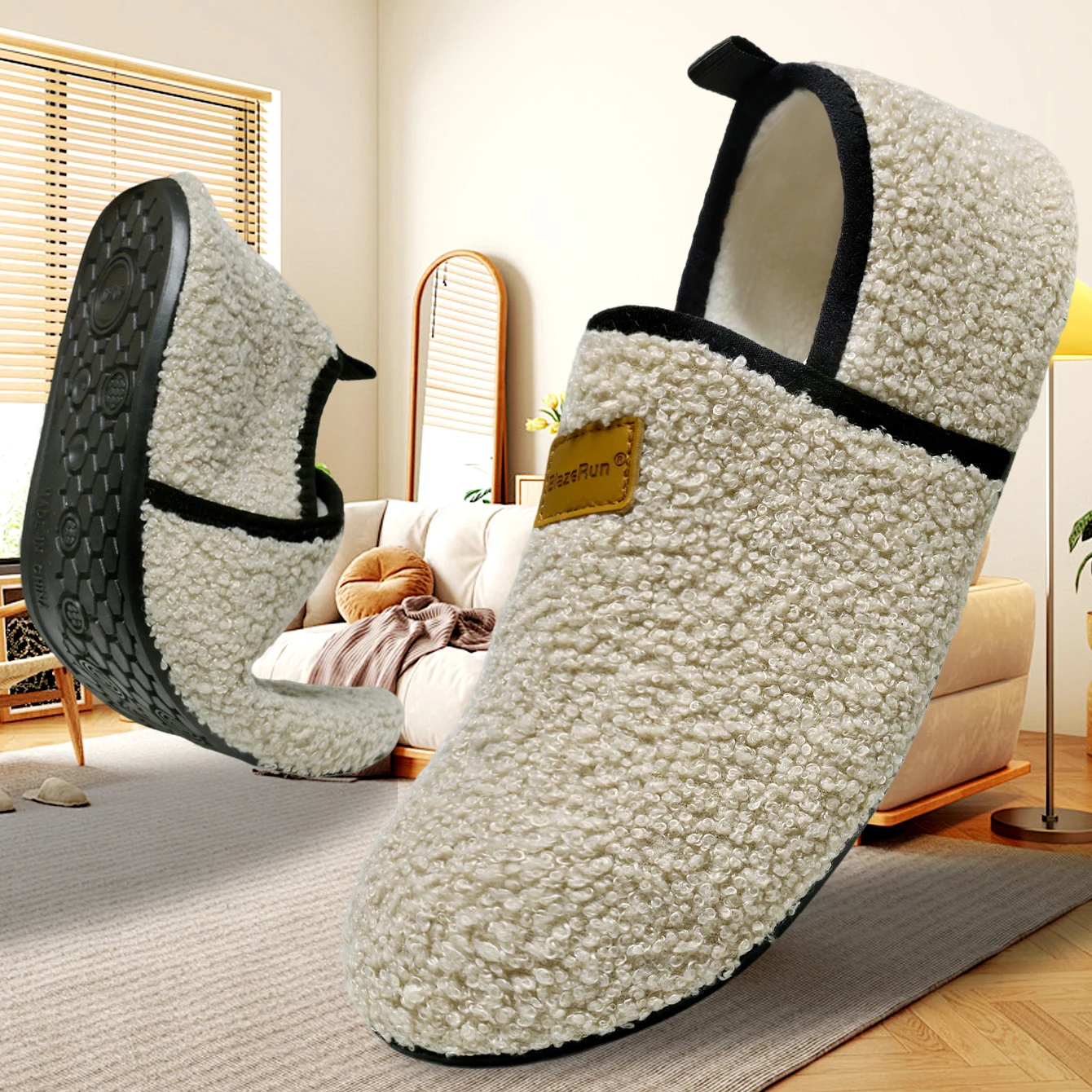 Indoor Outside Men And Women Couples Winter Household Warm Fluffy Slippers Fashion Plush Cotton Shoes Ladies