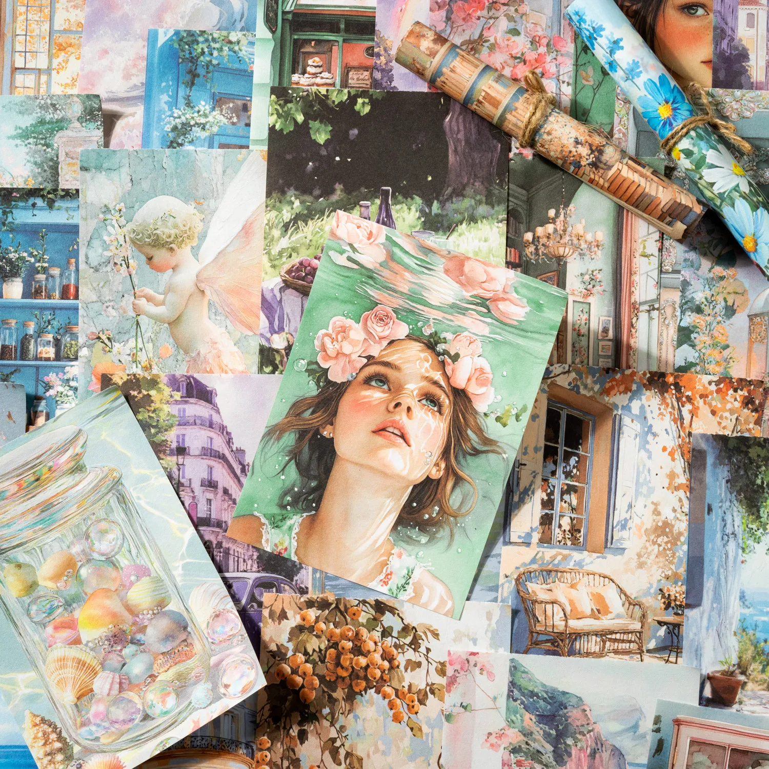 100 Sheets Vintage Floral Material paper Scrapbooking supplies DIY Photo Album Collage Journalling Creative Aesthetic Stationery