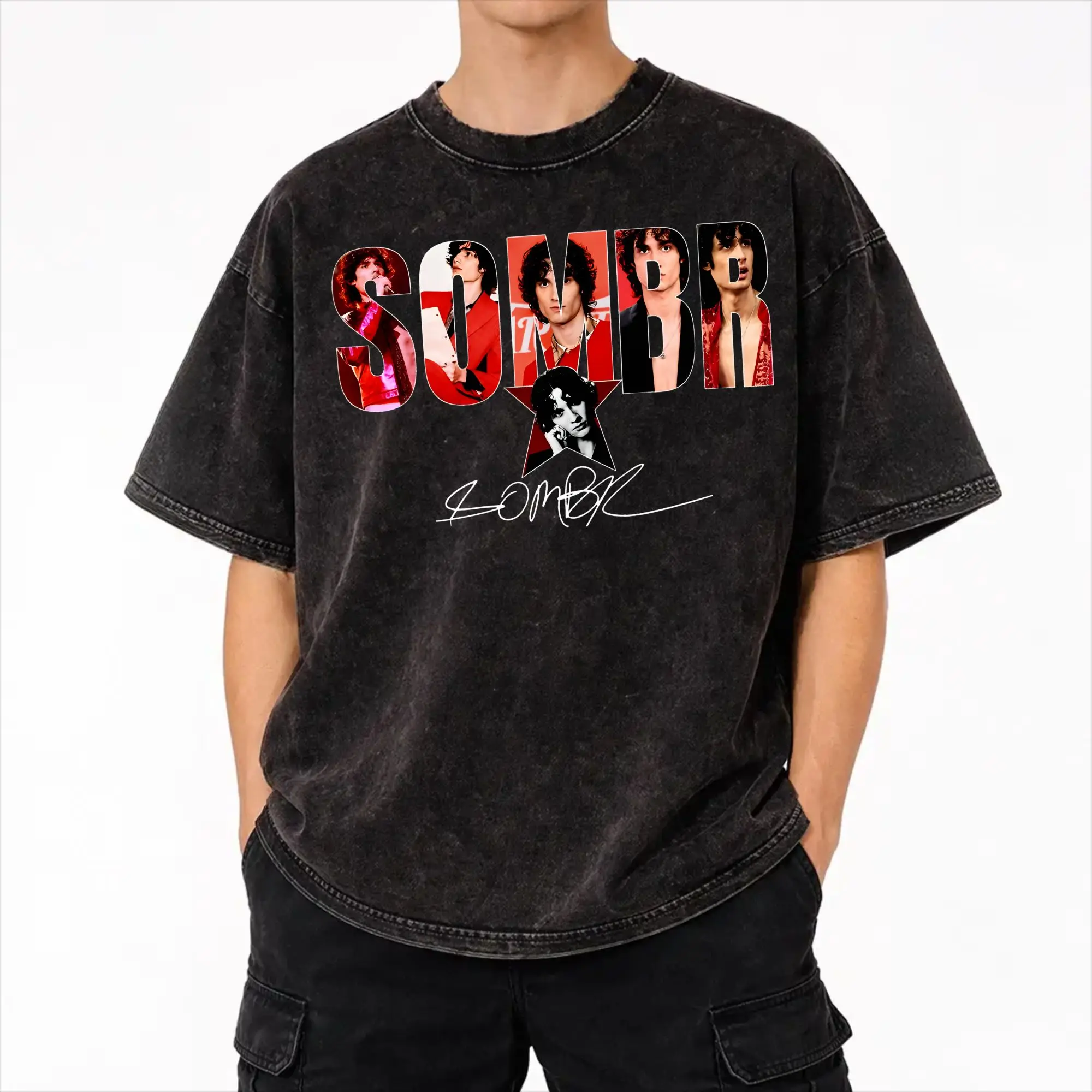 Graphic Printed Sombr Youare The Reason World Tour 2026-2027 Washed Shirt Accessories Harajuku T-Shirt  for Men Women Tee Shirt