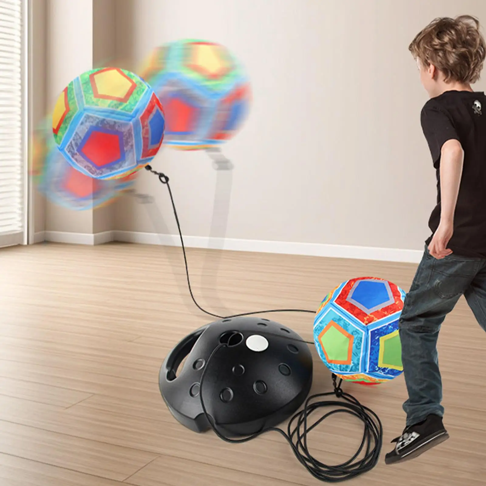 Equipamento de treinamento de futebol, treinador de futebol com cabo elástico e saco, bola esportiva de rebote para habilidade de provocação, habilidades de chute