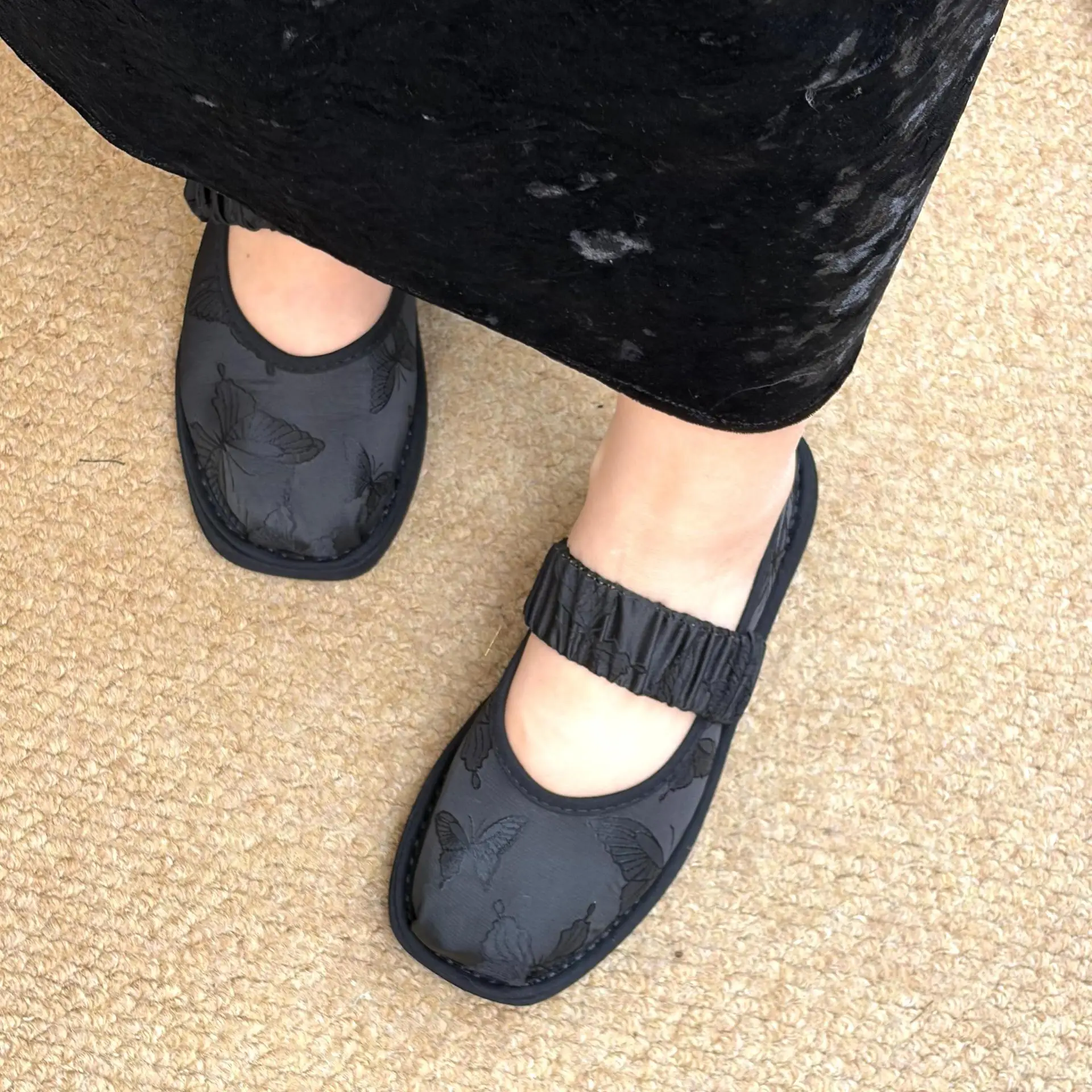 2026 new square head ballet elastic band Chinese style summer breathable flat bottom one pedal lady women's shoes