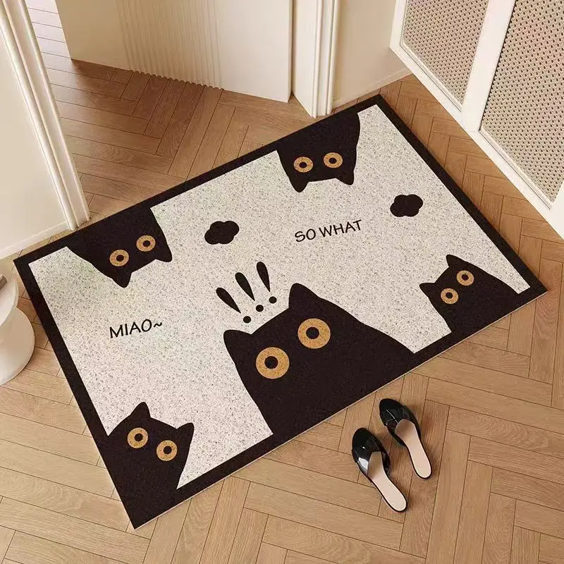 مضحك الأسود القط باب الحصير في الهواء الطلق القط الجبهة باب حصيرة خارج مضحك ممسحة في الهواء الطلق داخلي مدخل حصيرة