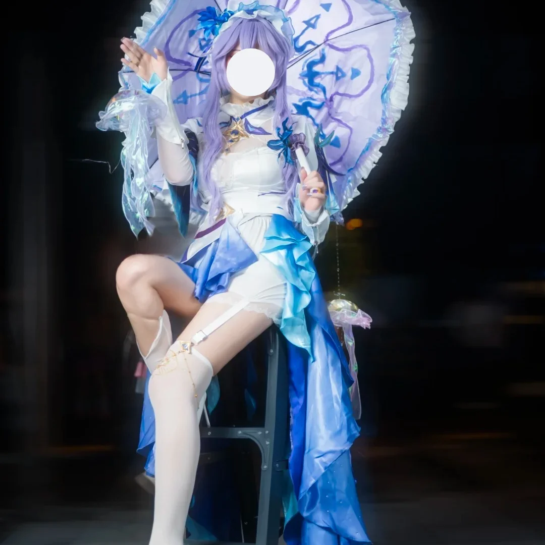 Cantarella Cosplay Costume Wuthering Waves Cantarella Full Set with Wig Parasol Flower Headpiece Set Anime Game Outfit for Women view 3