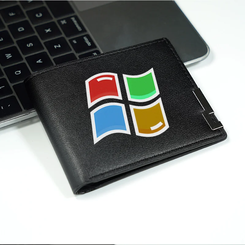 Windows-logo Minimalistische PU-portemonnee Slanke visitekaartjeshouder voor heren Lichtgewicht duurzaam mode-accessoire voor dagelijks gebruik