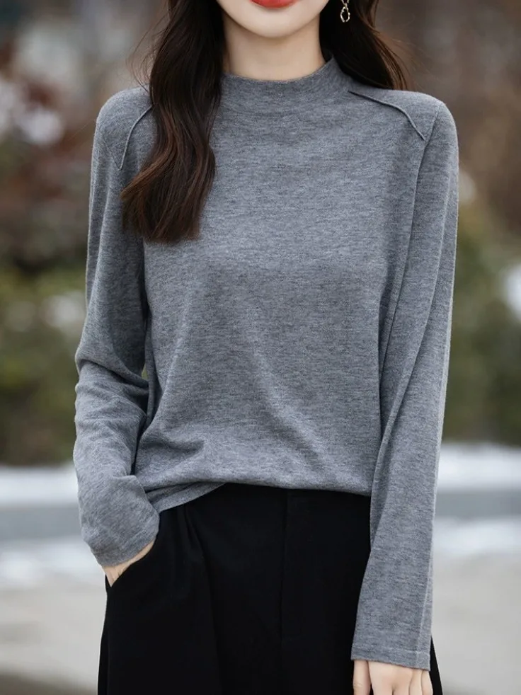 

Soft Camere Women's Sweater f High Collar Autumn Winter Top Comfortable Breathable Inner Wear Regular Fit Long Sve