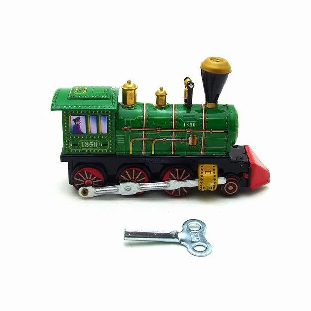 MS432 Lokomotywa z silnikiem parowym Kreatywny motyw zegarowy Ozdoba fotograficzna Droga, rękodzieło blaszane
