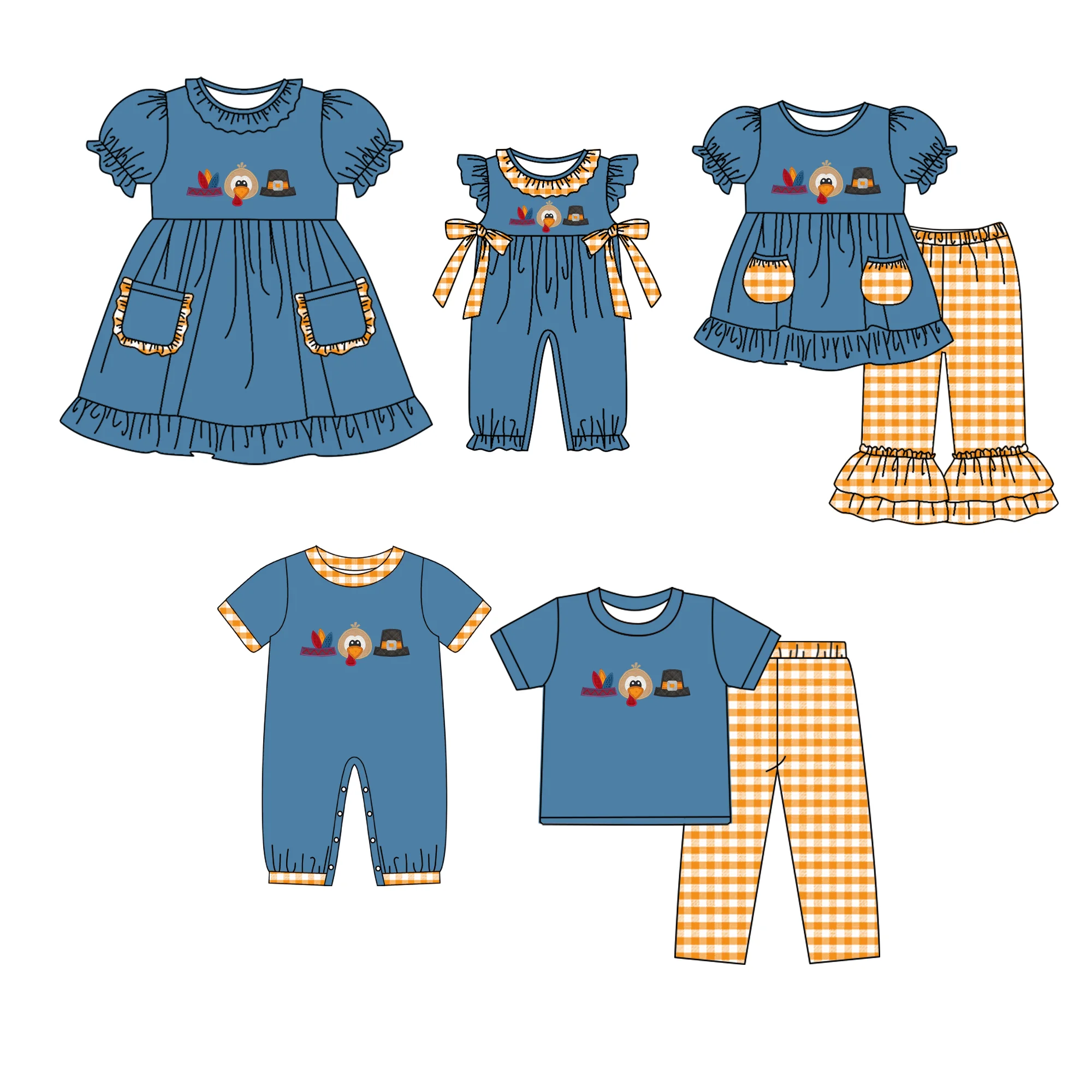 

Thanksgiving Day Clothing Toddler Boys Clothes Baby Girl Clothes Short Sleeve Long Pants Set Rompers Dresses Sibling Match Set