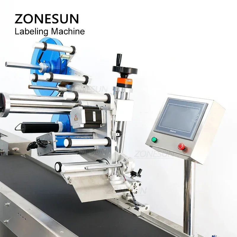 ZONESUN ZS-TB831 Automatic Flat Surface Labeling Machine Sticker Applicator for Plastic Box Lid Fruit Tray Toy