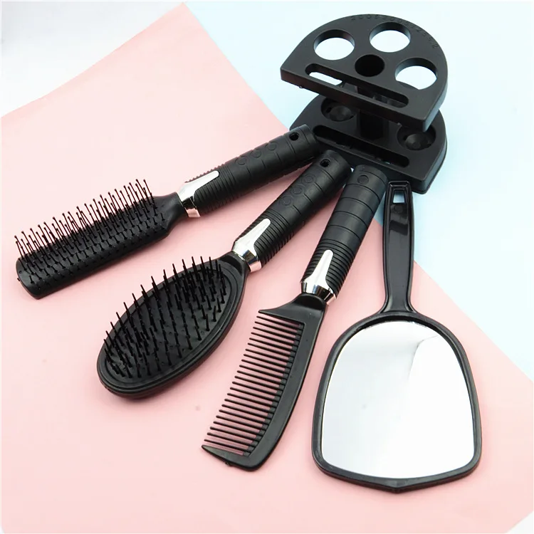 

4pcs Hair Styling Set With Mirror Set Compact Beauty Accessories Styling Tools Brush Curls Straightening Hair Combs And Holder