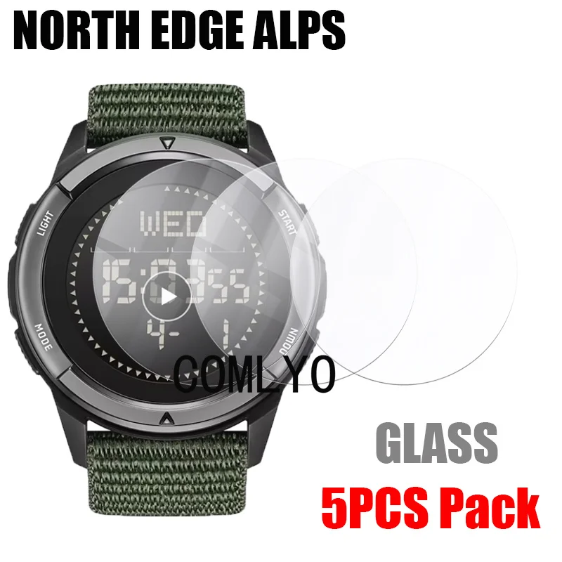 NORTH EDGE ALPS 남성용 강화 유리 스마트 워치 스크린 보호대, 9H 2.5D 필름, 5 개