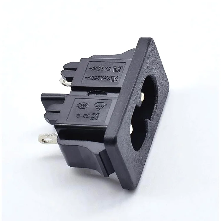 New Hot Selling AC250V 2.5A 2Pin IEC 320 C8 Screw Mount Inlet Plug Socket