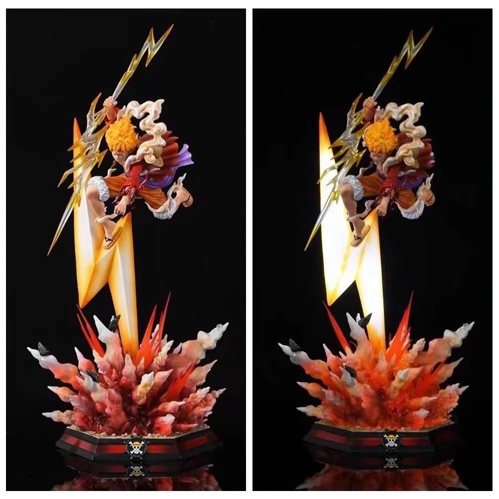 Estatua de One Piece Luffy Gear 5 Nika Sun God GK, figura con luz LED, modelo grande de Anime, regalo de exhibición con efecto coleccionable