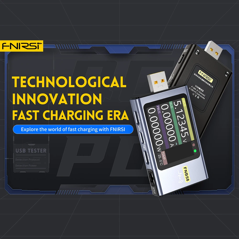 FNB58 USB Tester Digital Voltmeter Ammeter Tester Type-C Fast Charging QC/PD Detection Trigger Capacity Measurement Accessories