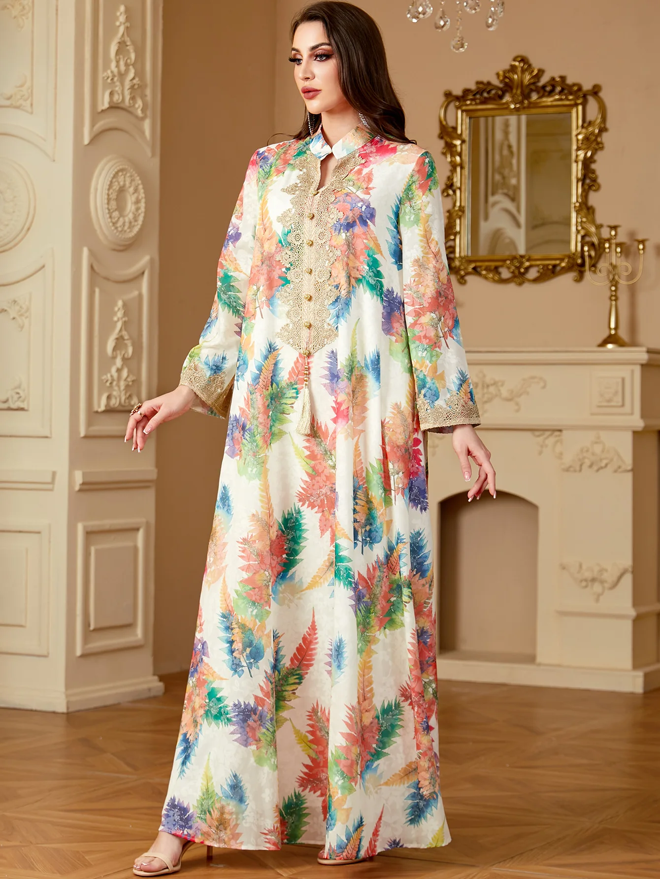 Eid Muslim Dress for Women Ramadan Print Jalabiya Party Long Dresses Abaya Long Robe Morocco Dubai Kaftan Islam Vestidos Largos