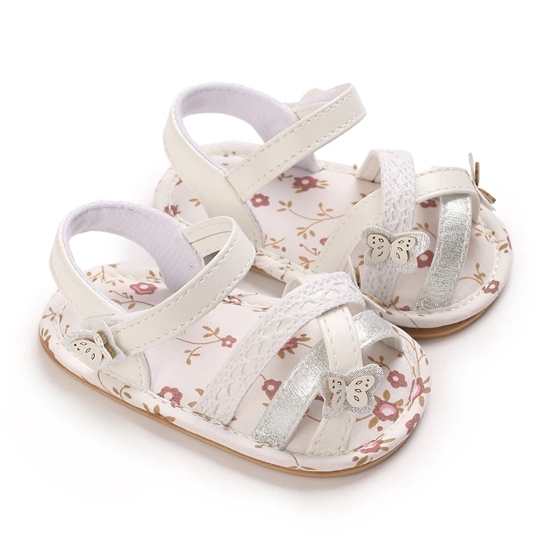 Summer Baby Infant Girl Sandals  Sweet Princess Flat Anti-Slip Rubber Sole Light Weight Newborn Girl Toddler Crib Shoes