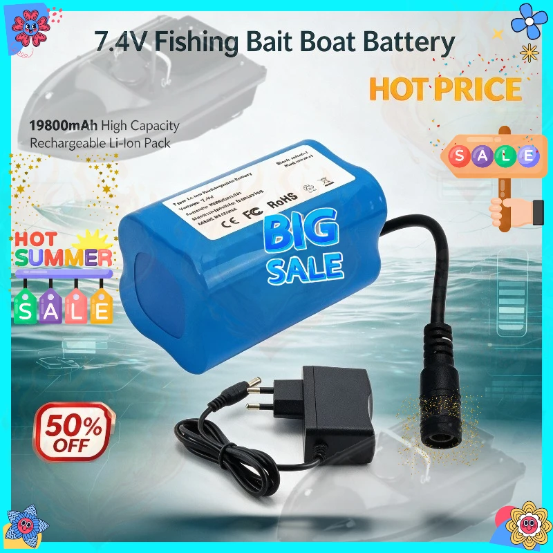 19800mAh RC Boats Battery for T188 T888 2011-5 V007 C18 H18 Remote Control Fishing Bait Boat Ship Parts Accessories Battery Pack