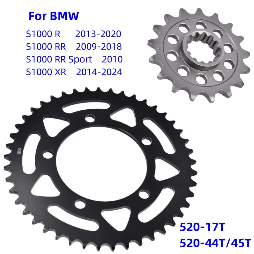 520-17T/44T/45T Motor Front Rear Star Sprocket for BMW S1000RR Sport S1000XR S1000R S1000 RR R XR 2013-2022 520 Chain Wheel