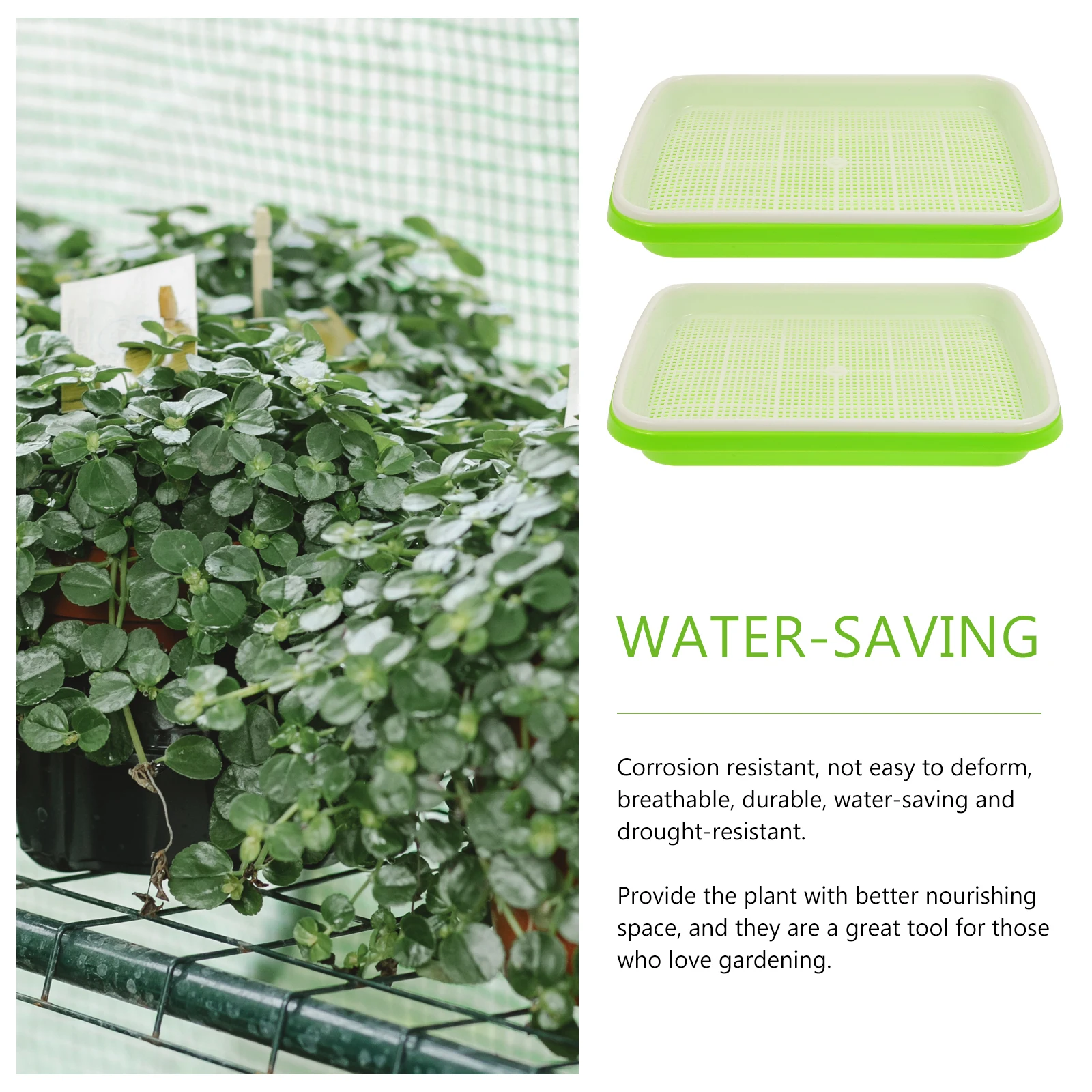 

3pcs Nursery Tray for Indoor Planting Sprouter Hydroponic Seedling Garden Planter Water Saving Durable Plastic