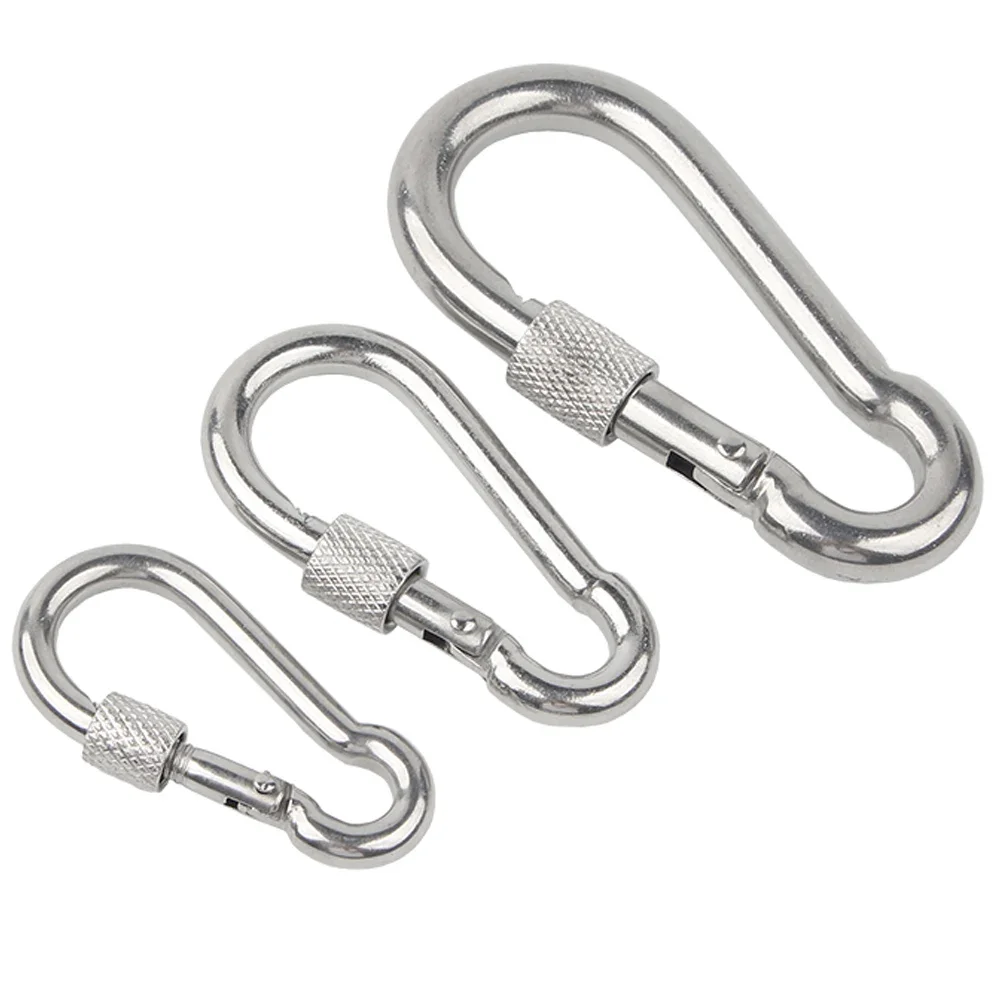 1/2/5Pcs M4 M5 M6 M8 M10 304 Stainless Steel Spring Snap Carabiner Quick Link Lock Ring Hook snap shackle Chain Fastener Hook