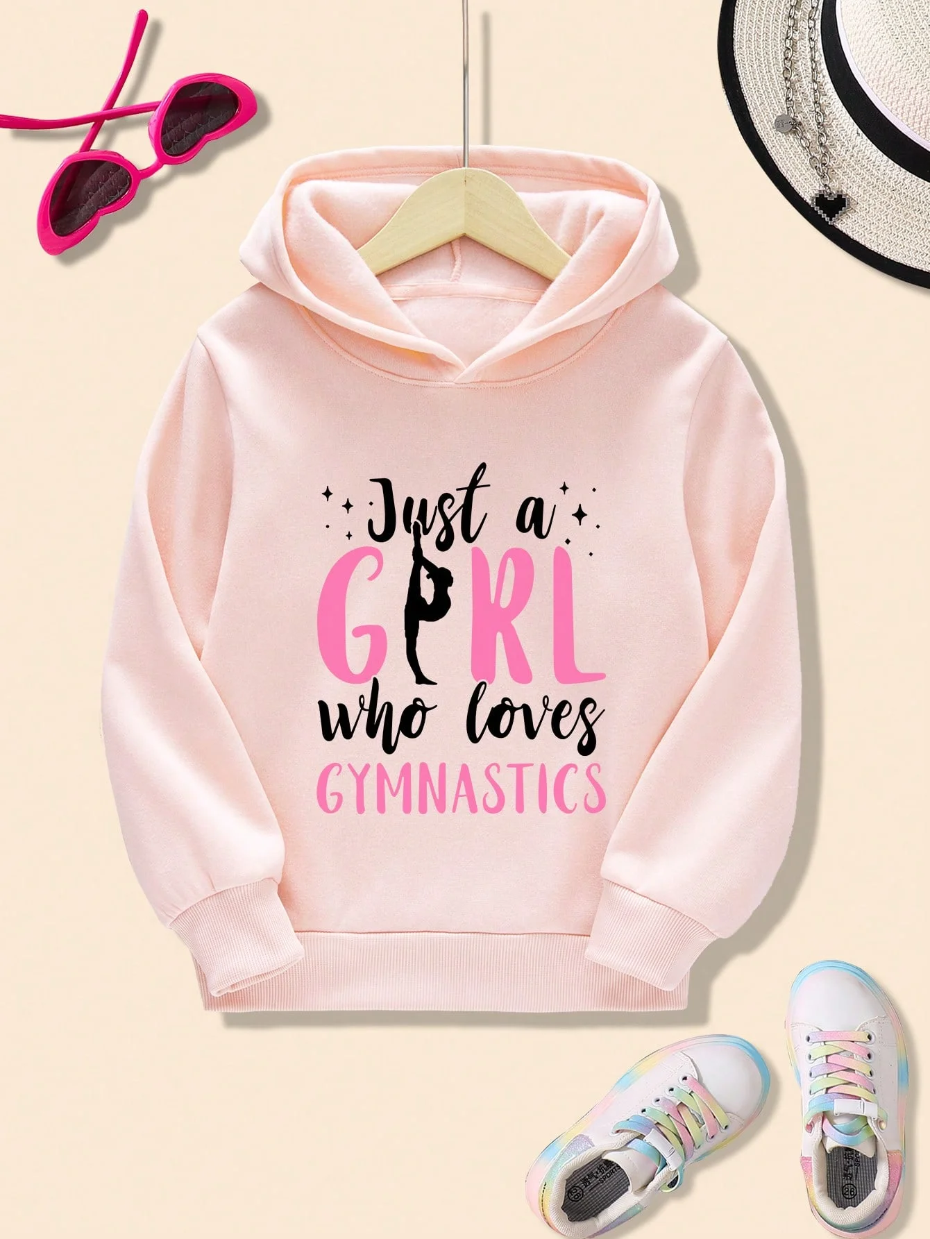 Hot selling new autumn and winter casual young girl gymnastics figure slogan printed hoodie