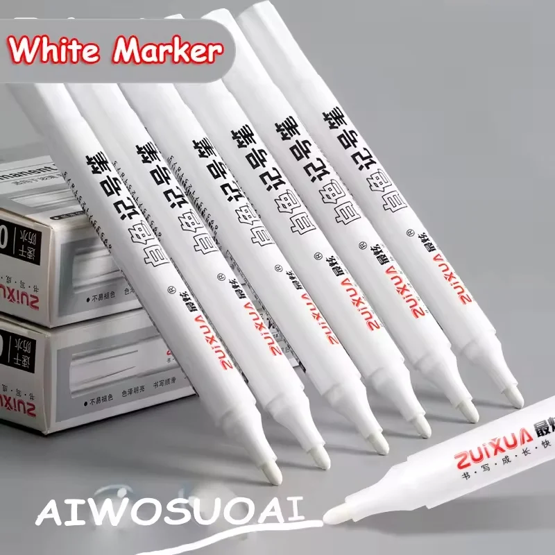 

Набор белых маркеров (1-10 шт.), 2,0 мм, масляные, водостойкие, гелевые ручки для граффити, скетчинга, канцелярские товары, школьные принадлежности