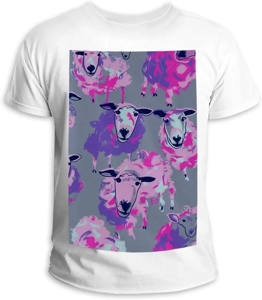 Cartoon Lovely Animal Sheep Kawaii  Unisex T-shirts for Men Women Summer Tees Cotton Luxury brand vintage oversized