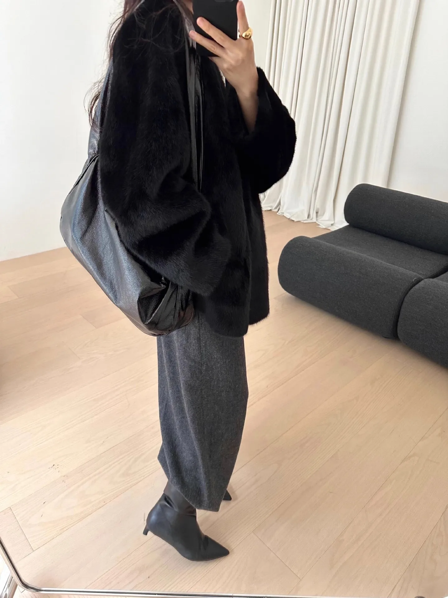 الخريف والشتاء جديد الخامس الرقبة فو فرو المنك مركب قطعة واحدة معطف الفرو للنساء أنماط المتوسطة والطويلة #4