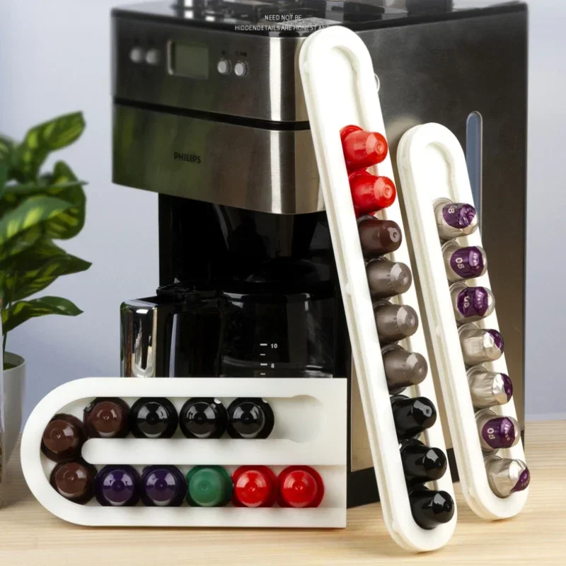 Acrylic Capsule Coffee Shelf Wall-Mounted Stylish Display Stand Stable Load-Bearing Organizer for Coffee Enthusiasts