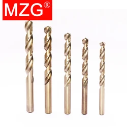 MZG 10pcs 0.6-12mm Cobalt Coated Straight Shank Standard Length HSS M35 High Speed Steel Drill Bits Set CNC Drilling Cutter