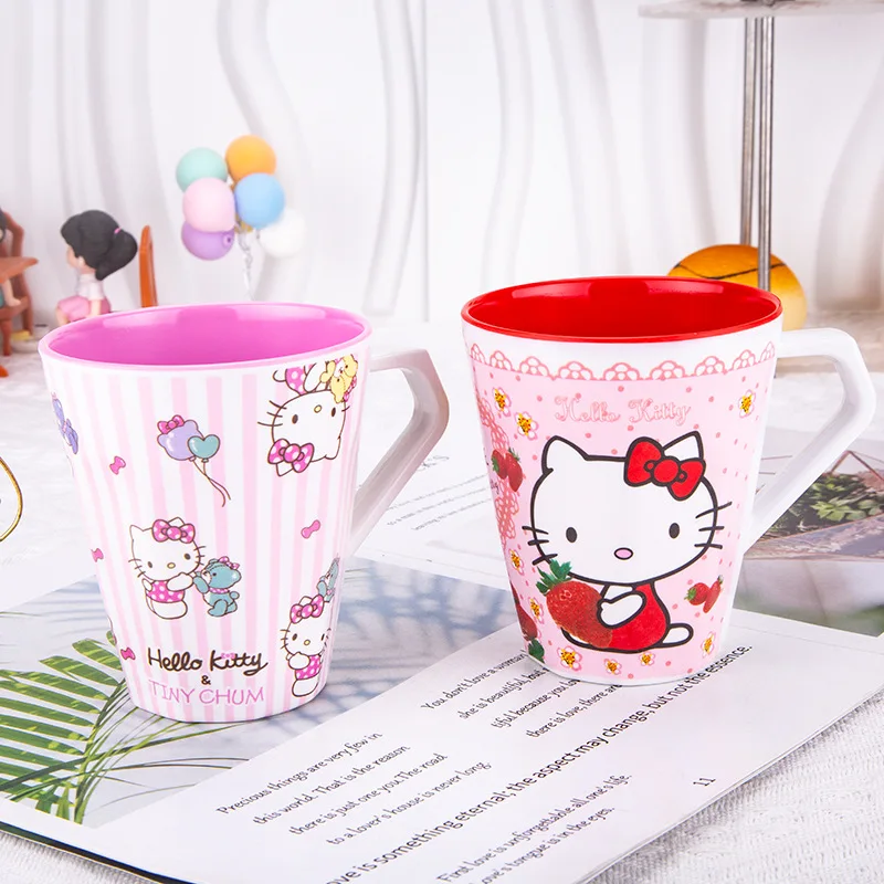 Sanrio Kawaii Hello Kitty Cup MyMelody Anime anak-anak melamin Cetak Kreatif tahan jatuh jus susu Mouthwash Cup