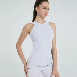 Women Sleeveless Yoga Shirts O-Neck Elastic Sport Vest Quick Dry Gym Fitness Tank Top Girls Slim Running Undershirt Workout Vest